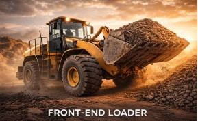 Front-end loader moving earth